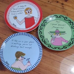 Ceramic Dessert Plates Set - Red, Green, Blue